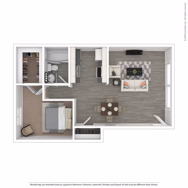 1 Bedroom 60 Percent AMI 02-03 floor plan